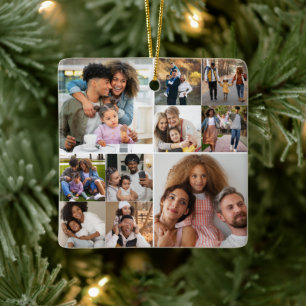 Design Your Own 10 Photo Collage Ceramic Ornament