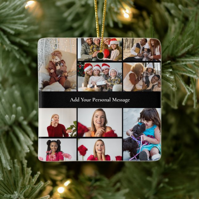 Design Your Own 10 Photo Collage Poster Ceramic Ornament (Tree)