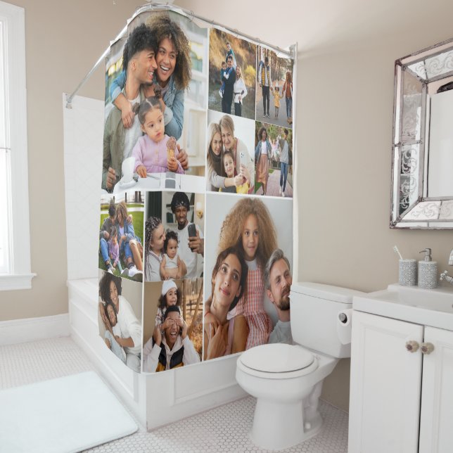 Design Your Own 10 Photo Collage Shower Curtain (In Situ)