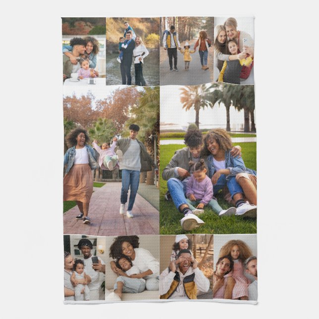 Design Your Own 10 Photo Collage Tea Towel (Vertical)