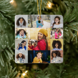 Design Your Own 11 Photo Collage Ceramic Ornament