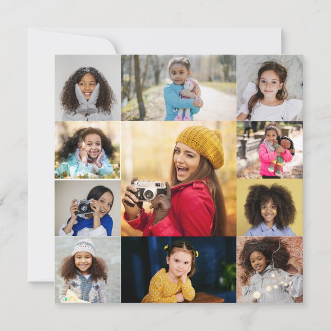 Design Your Own 11 Photo Collage Thank You Card (Front)