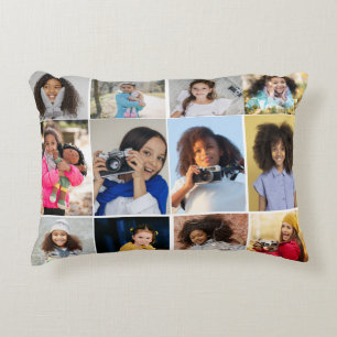 Design Your Own 12 Photo Collage Decorative Cushion