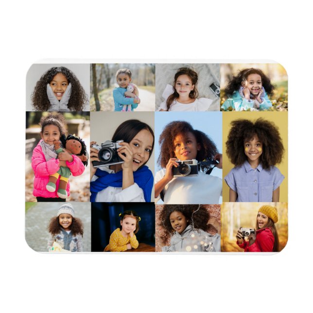 Design Your Own 12 Photo Collage Magnet (Horizontal)