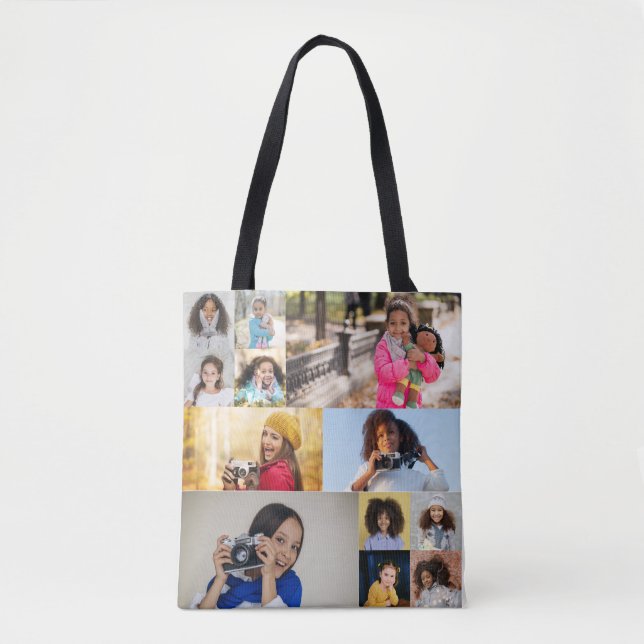 Design Your Own 12 Photo Collage Tote Bag (Front)