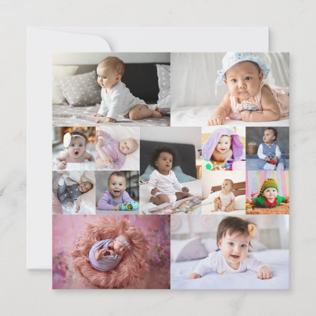 Design Your Own 13 Photo Collage Announcement (Front)