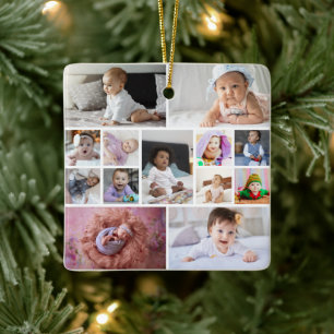 Design Your Own 13 Photo Collage Ceramic Ornament