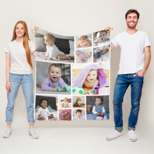 Design Your Own 13 Photo Collage Fleece Blanket