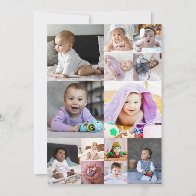 Design Your Own 13 Photo Collage Holiday Card (Front)