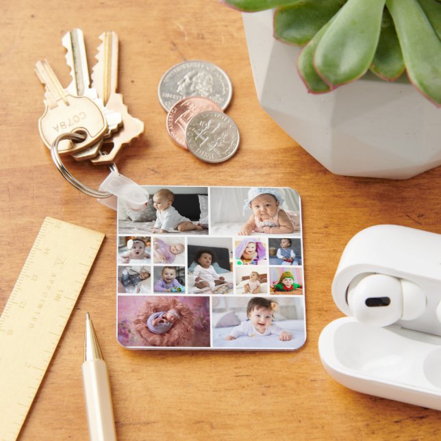 Design Your Own 13 Photo Collage Key Ring (Desk)