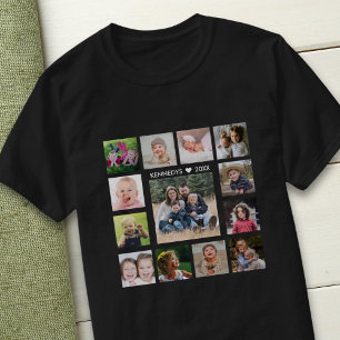 Design Your Own 13 Photo Collage Text Family Name T-Shirt