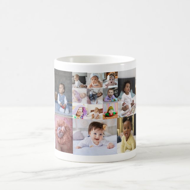 Design Your Own 14 Photo Collage Coffee Mug (Center)