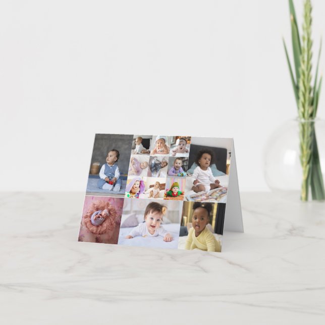 Design Your Own 14 Photo Collage Holiday Card (Front)