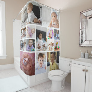 Design Your Own 14 Photo Collage Shower Curtain