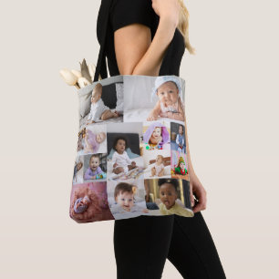 Design Your Own 14 Photo Collage Tote Bag