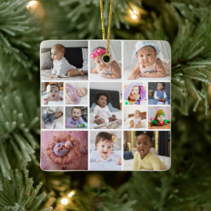 Design Your Own 15 Photo Collage Ceramic Ornament