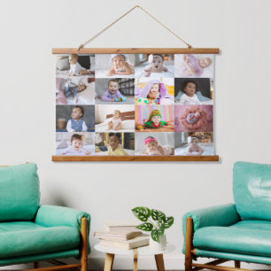 Design Your Own 16 Photo Collage  Hanging Tapestry