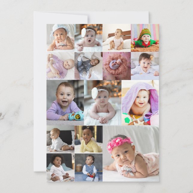 Design Your Own 16 Photo Collage Holiday Card (Front)