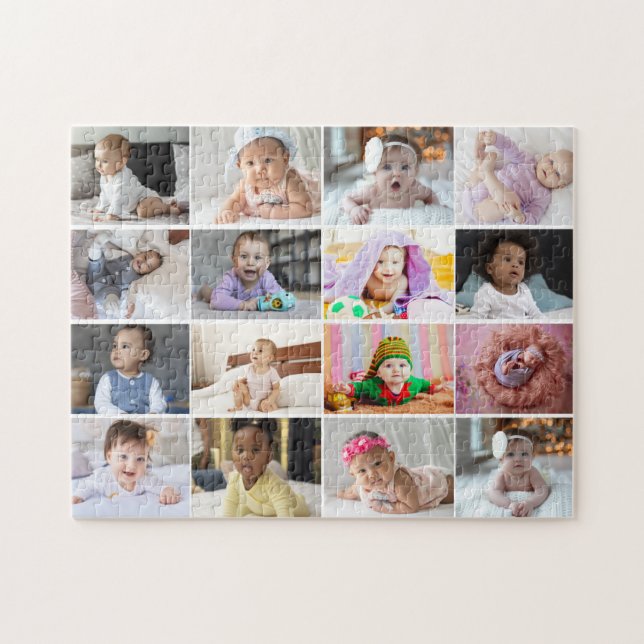 Design Your Own 16 Photo Collage  Jigsaw Puzzle (Horizontal)