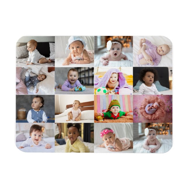 Design Your Own 16 Photo Collage  Magnet (Horizontal)