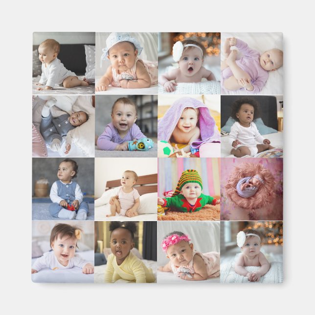 Design Your Own 16 Photo Collage Magnet (Front)