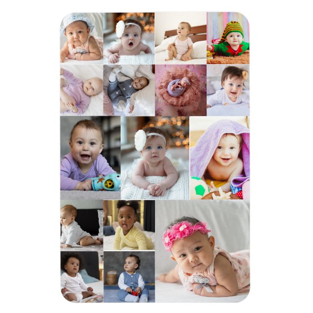 Design Your Own 16 Photo Collage Magnet (Vertical)
