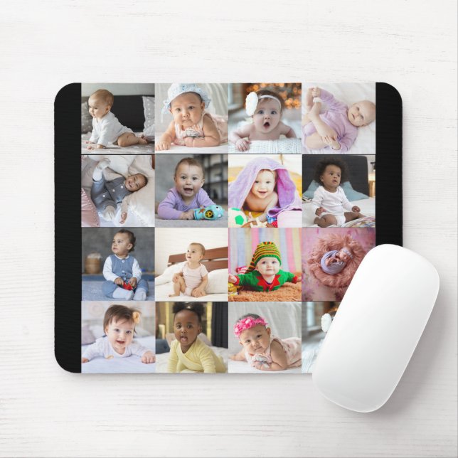 Design Your Own 16 Photo Collage Mouse Mat (With Mouse)