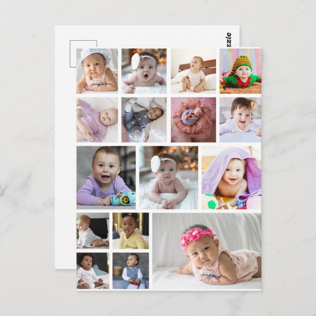 Design Your Own 16 Photo Collage  Postcard (Front/Back)
