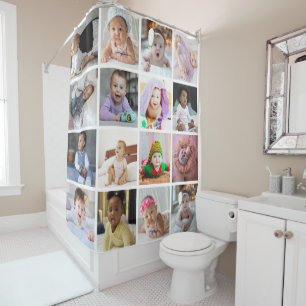 Design Your Own 16 Photo Collage Shower Curtain