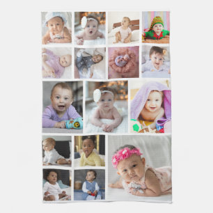 Design Your Own 16 Photo Collage Tea Towel