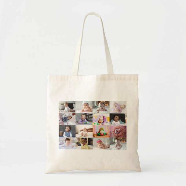 Design Your Own 16 Photo Collage  Tote Bag (Front)