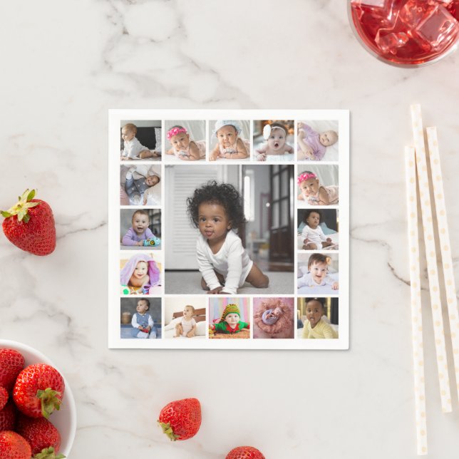 Design Your Own 17 Photo Collage Napkin (Insitu)