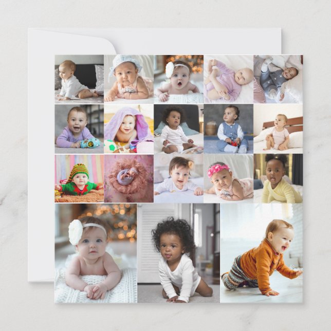Design Your Own 18 Photo Collage Announcement (Front)
