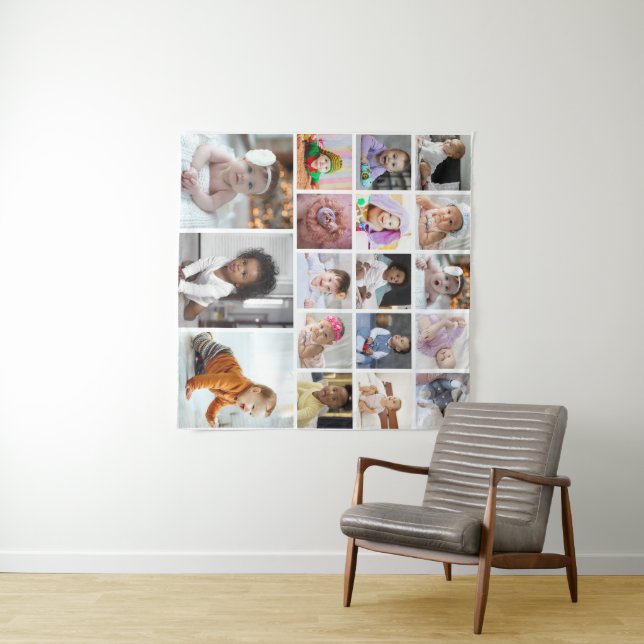 Design Your Own 18 Photo Collage Tapestry (In Situ (Horizontal))