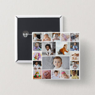 Design Your Own 19 Photo Collage 15 Cm Square Badge
