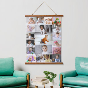Design Your Own 19 Photo Collage  Hanging Tapestry
