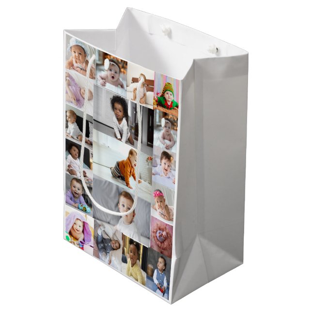 Design Your Own 19 Photo Collage  Medium Gift Bag (Front Angled)