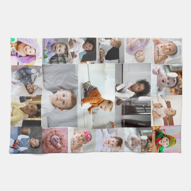 Design Your Own 19 Photo Collage  Tea Towel (Horizontal)