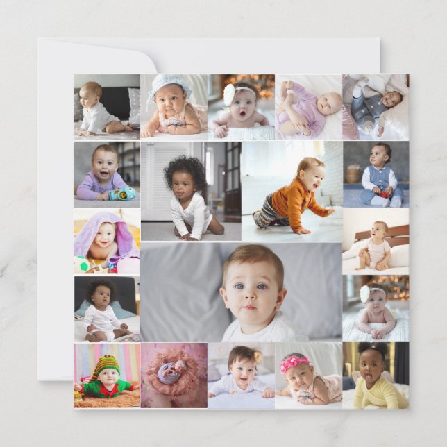 Design Your Own 19 Photo Collage Thank You Card (Front)