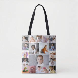 Design Your Own 19 Photo Collage Tote Bag