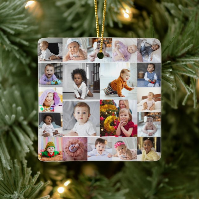 Design Your Own 20 Photo Collage Ceramic Ornament (Tree)