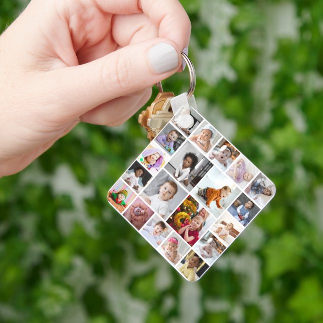 Design Your Own 20 Photo Collage Key Ring (Hand)