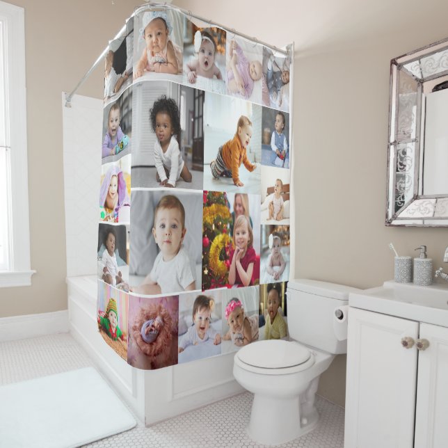 Design Your Own 20 Photo Collage Shower Curtain (In Situ)