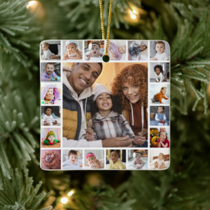 Design Your Own 21 Photo Collage Ceramic Ornament