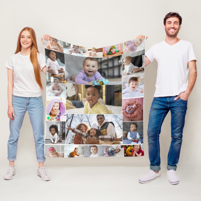 Design Your Own 21 Photo Collage Fleece Blanket (In Situ)