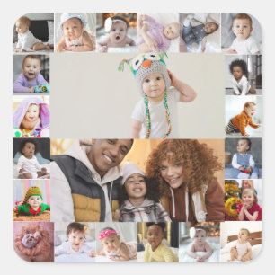 Design Your Own 22 Photo Collage Square Sticker