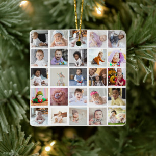 Design Your Own 25 Photo Collage Ceramic Ornament
