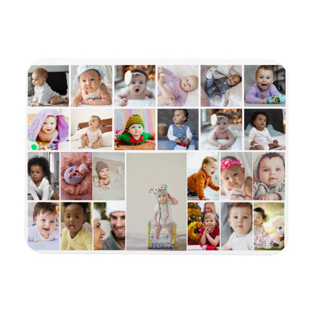 Design Your Own 25 Photo Collage Framed Art Magnet (Horizontal)