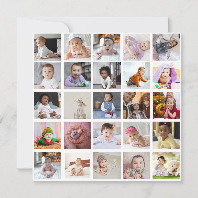 Design Your Own 25 Photo Collage Holiday Card (Front)