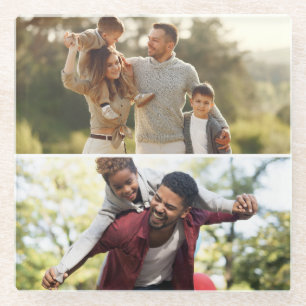 Design Your Own 2 Photo Collage Glass Coaster